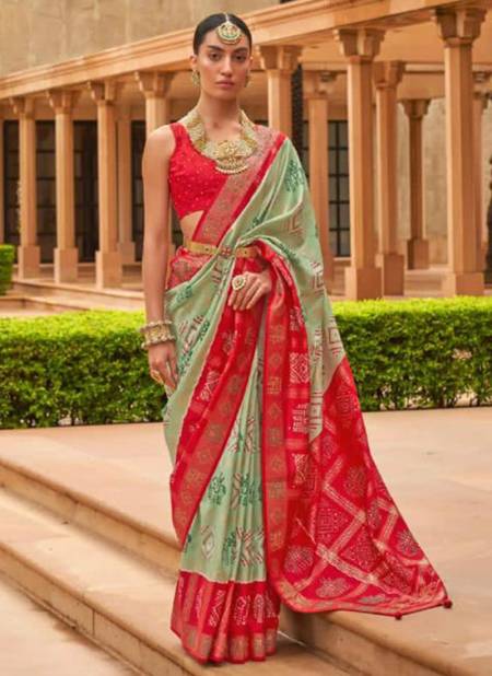 Green And Red Colour Rewaa Muhurat New Latest Designer Ethnic Wear Pure Dola Silk Saree Collection 616